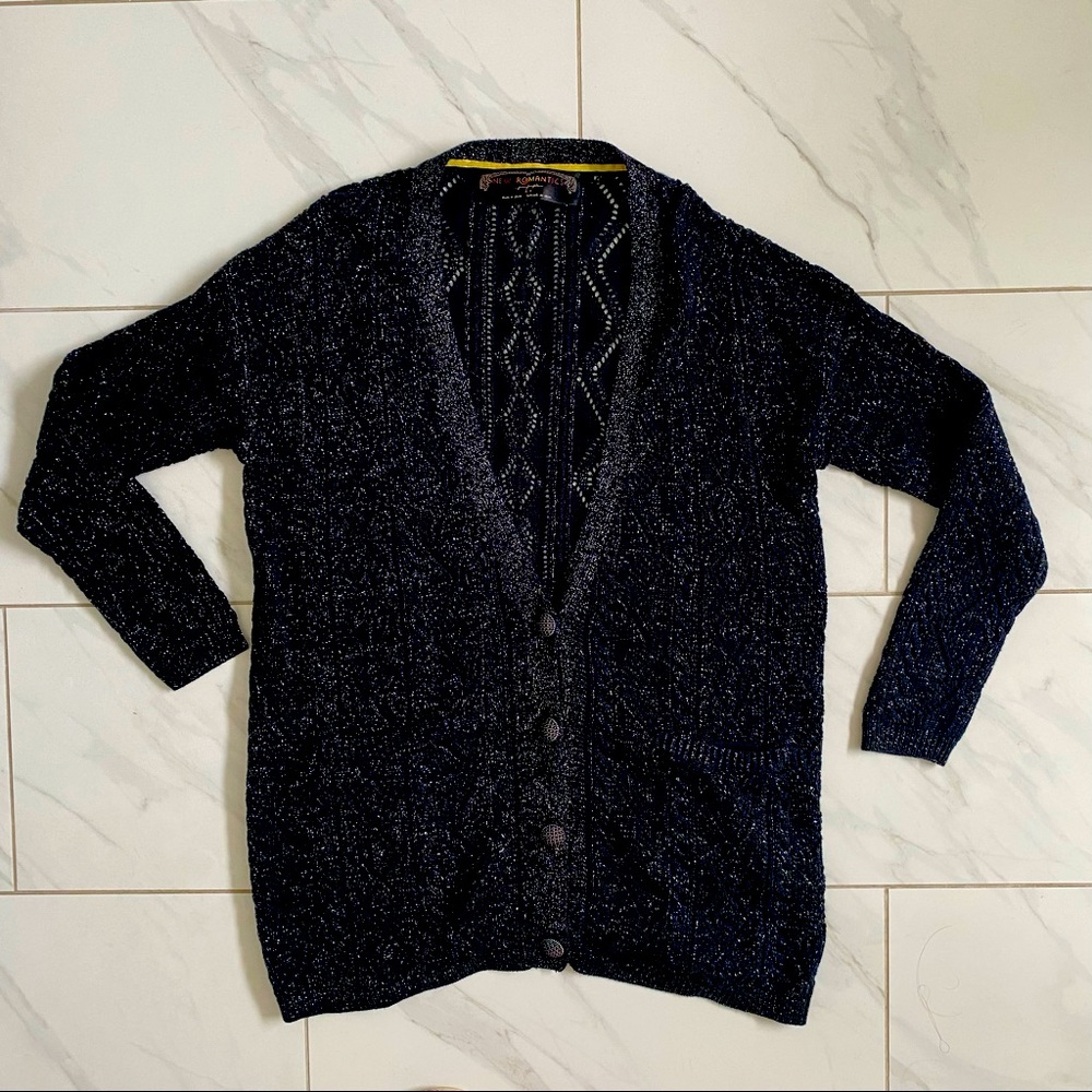 New w/o tag ! Free People oversized metallic knitted cardigan/ sweater